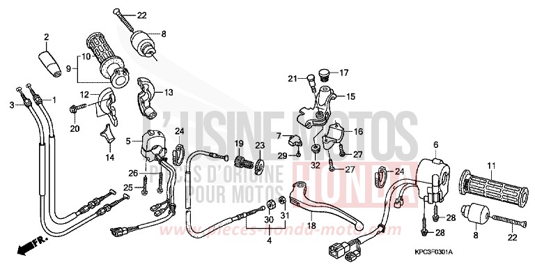 HEBELGRIFF/SCHALTER/KABEL (XL125V7/8) von Varadero 125 PEARL CONCOURS BLACK (NHA65) von 2008